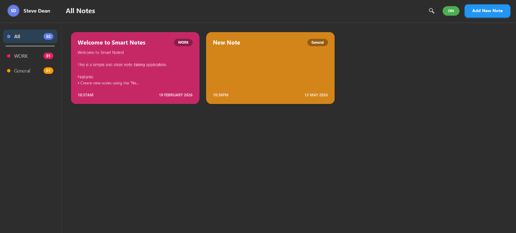 Smart Notes app interface mockup